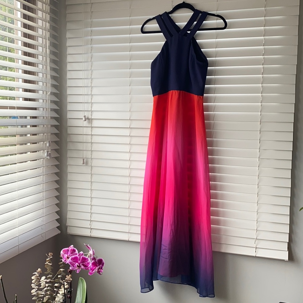Cynthia Steffe Sara Ombré Halter Maxi Dress Size 2 - Picture 3 of 16